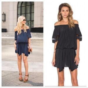 RAMY BROOK  New York Jessa Dress Black off shoulder blouson mini size large